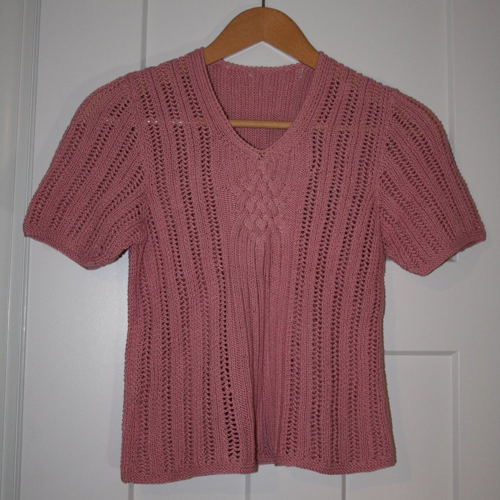 Hand knit pink wool sweater